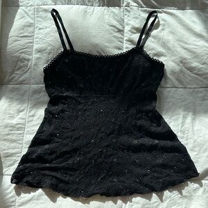 Vintage Black Babydoll Top
